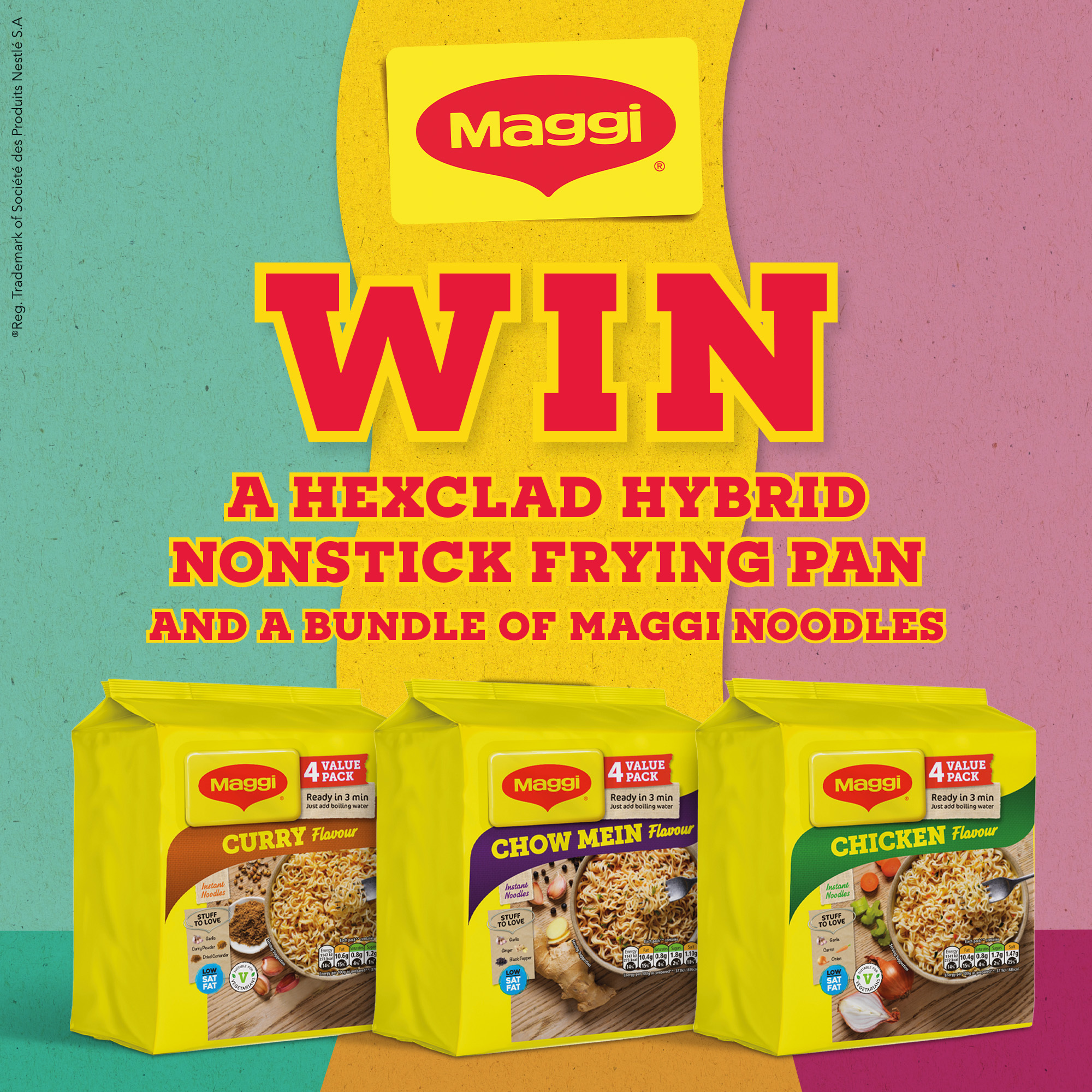 Win a Hexclad Hybrid nonstick frying pan and a bunch of Maggi noodles